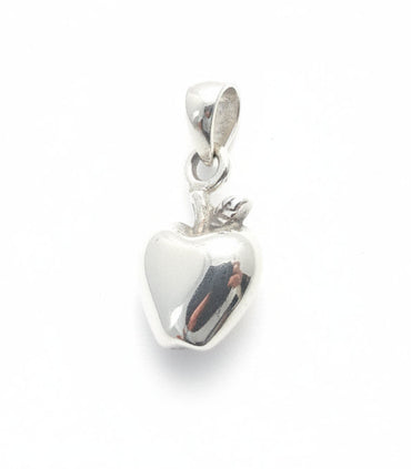 Silver Polished Apple Charm