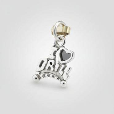 Silver "I Love Drill" Charm