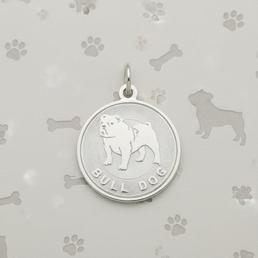 Silver English Bulldog Disc Charm