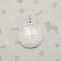 Silver English Bulldog Disc Charm