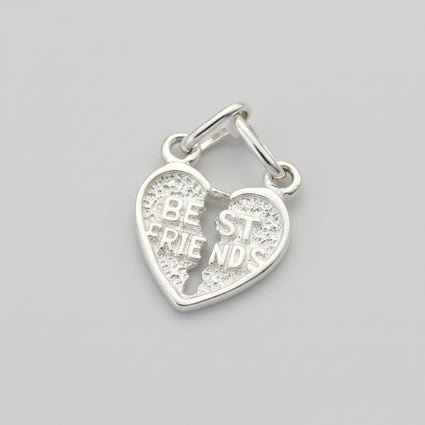 Silver Best Friends Split Heart Charm
