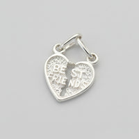 Silver Best Friends Split Heart Charm