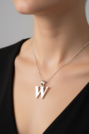 Silver Initial "W" Charm