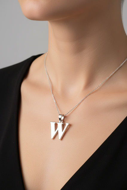 Silver Initial "W" Charm