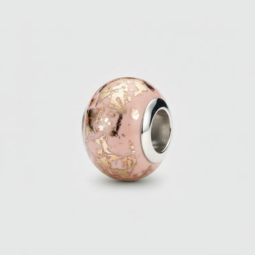 Pink & Gold Speckled Murano Glass Charm