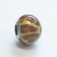Leopard Print Murano Glass & Sterling Silver Bead