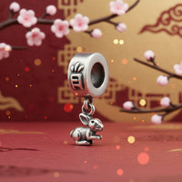 Silver "Year of the Rabbit" Zodiac Dangle Charm