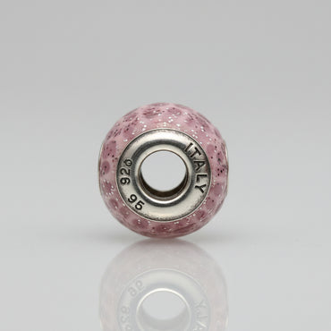 Pink Speckled Glitter Murano Glass Bead
