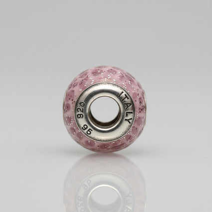 Pink Speckled Glitter Murano Glass Bead