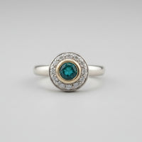 Bezel-Set Emerald & Diamond Halo Ring