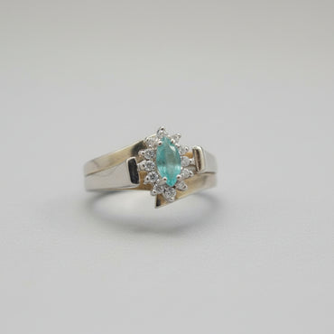 Marquise Emerald & Diamond Bypass Halo Ring