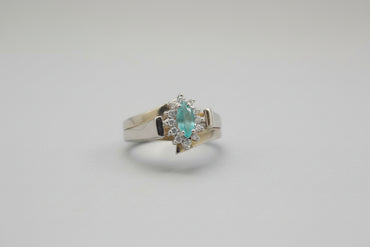 Marquise Emerald & Diamond Bypass Halo Ring