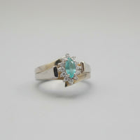 Marquise Emerald & Diamond Bypass Halo Ring