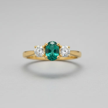 Three-Stone Emerald & Diamond Ring