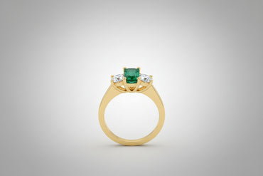 Three-Stone Emerald & Diamond Ring