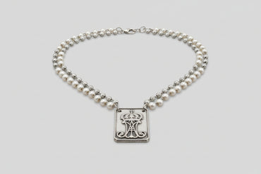 Garment of Grace Scapular Necklace | Silver & Pearl