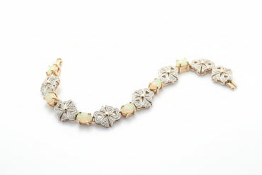 Created Opal & Diamond Clover Bracelet