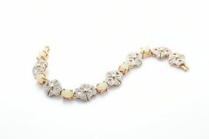 Created Opal & Diamond Clover Bracelet