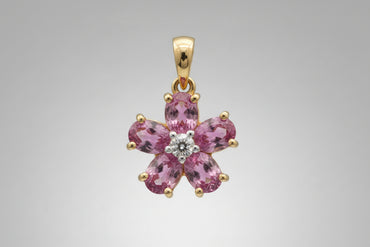 Sapphire & Diamond Floral Pendant