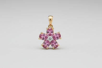 Sapphire & Diamond Floral Pendant