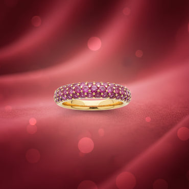 Triple-Row Ruby Pavé Band