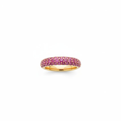Triple-Row Ruby Pavé Band