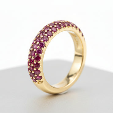 Triple-Row Ruby Pavé Band