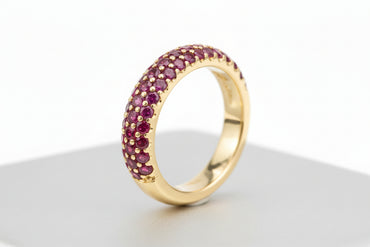 Triple-Row Ruby Pavé Band