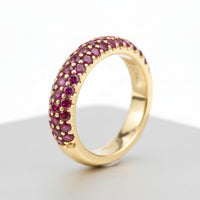 Triple-Row Ruby Pavé Band