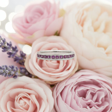 Ruby Channel-Set Band with Milgrain Detail