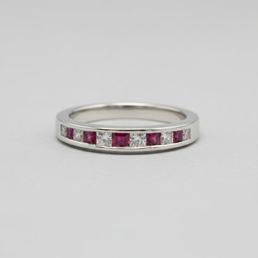 Alternating Ruby and Diamond Channel Band