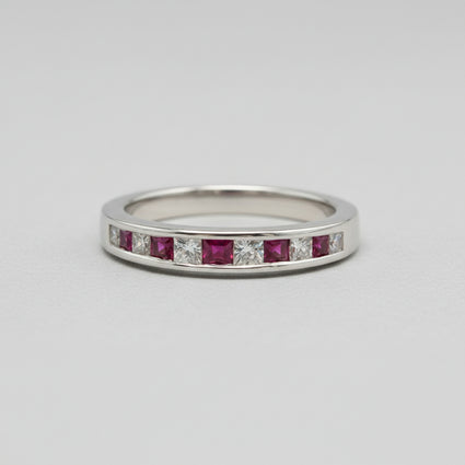 Alternating Ruby and Diamond Channel Band