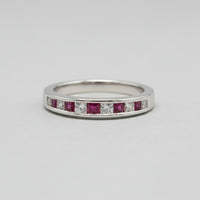 Alternating Ruby and Diamond Channel Band