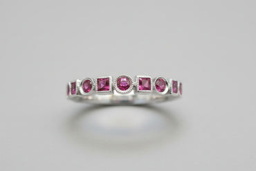 Alternating Bezel Ruby Band