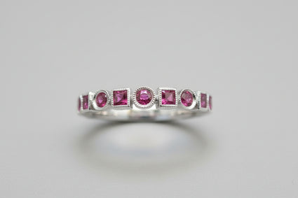 Alternating Bezel Ruby Band