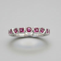 Alternating Bezel Ruby Band