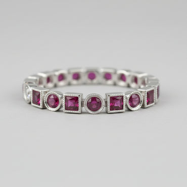 Alternating Bezel Ruby Band