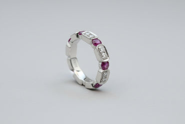 Ruby & Diamond Milgrain Band