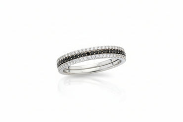 Triple-Row Black & White Diamond Band