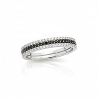 Triple-Row Black & White Diamond Band