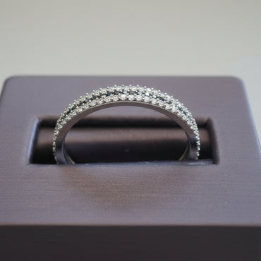 Triple-Row Black & White Diamond Band