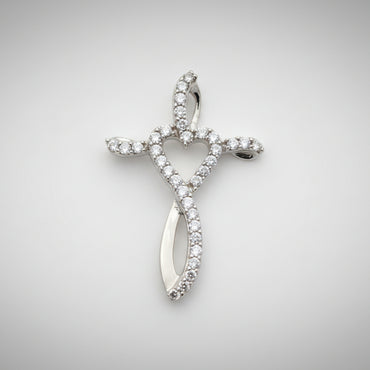 Diamond Infinity Heart Cross Pendant