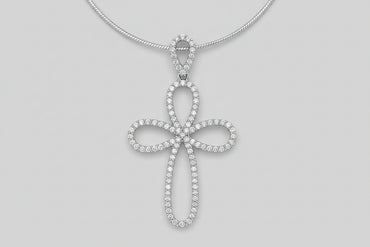Open Loop Ribbon Cross Pendant