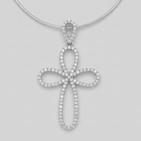 Open Loop Ribbon Cross Pendant
