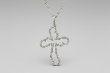 Floral Silhouette Cross Pendant