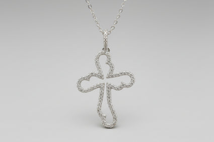 Floral Silhouette Cross Pendant