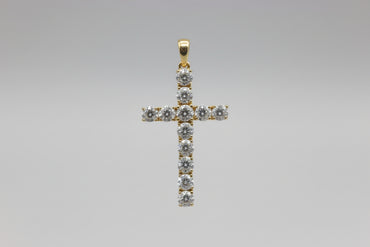 Shared-Prong Cross Pendant