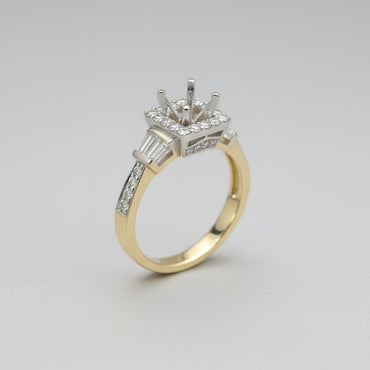 Round & Baguette Wedding Set