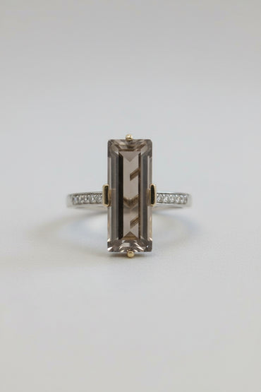 Smoky Quartz & Diamond Accent Ring