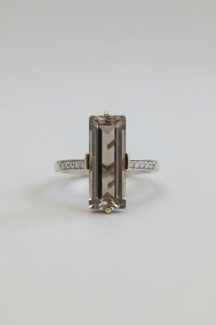 Smoky Quartz & Diamond Accent Ring